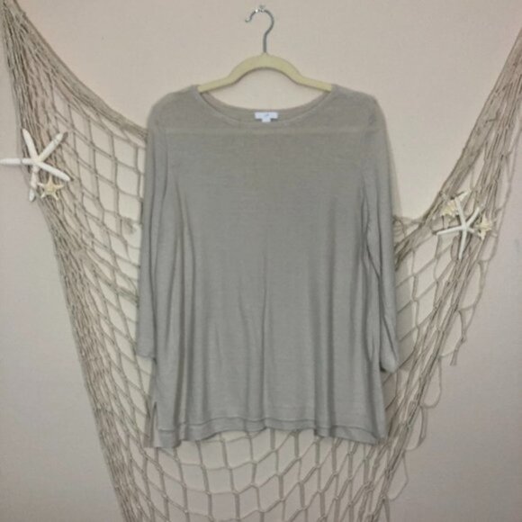J. JILL Natural Linen Knit Scoop Neck 3/4 Sleeve - Picture 10 of 10